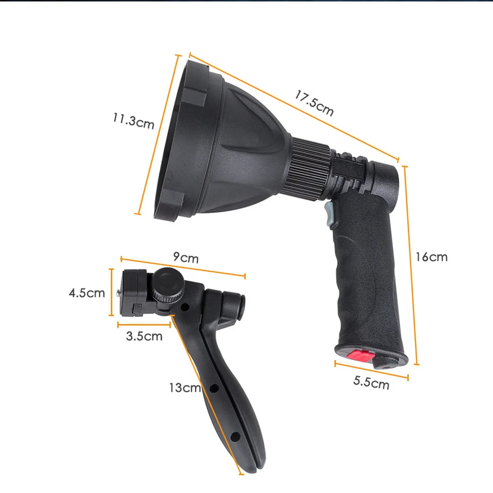 4000mAh LED 스팟 램프 3가지 모드 충전식 조절 가능한 캠핑 라이트 300m 범위 삼각 브래킷 USB 전원 공급