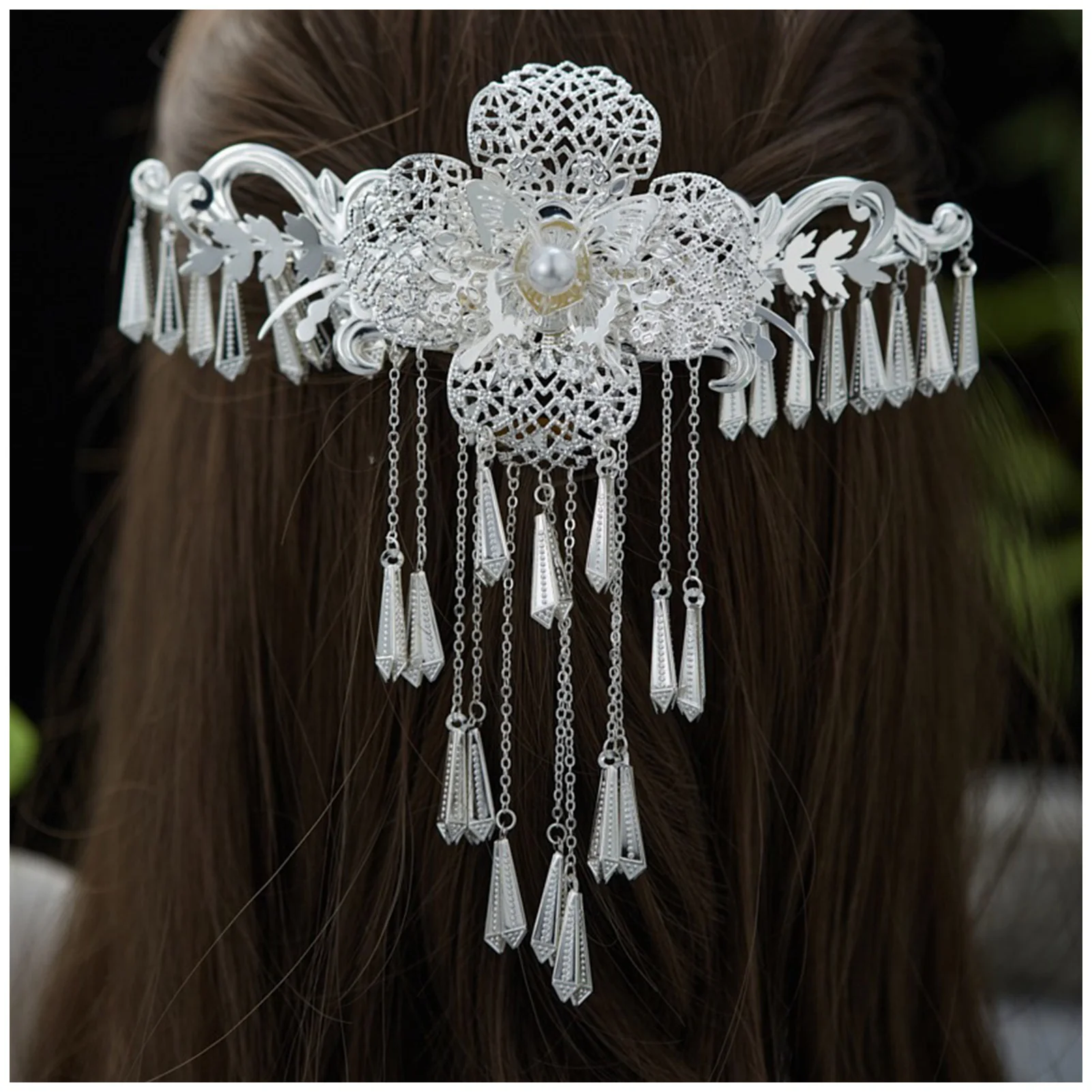 Miao Nationality Jewelry Set Sparkling Banquet Hair Accessories Headdress for Party Outfit Cloth Matching