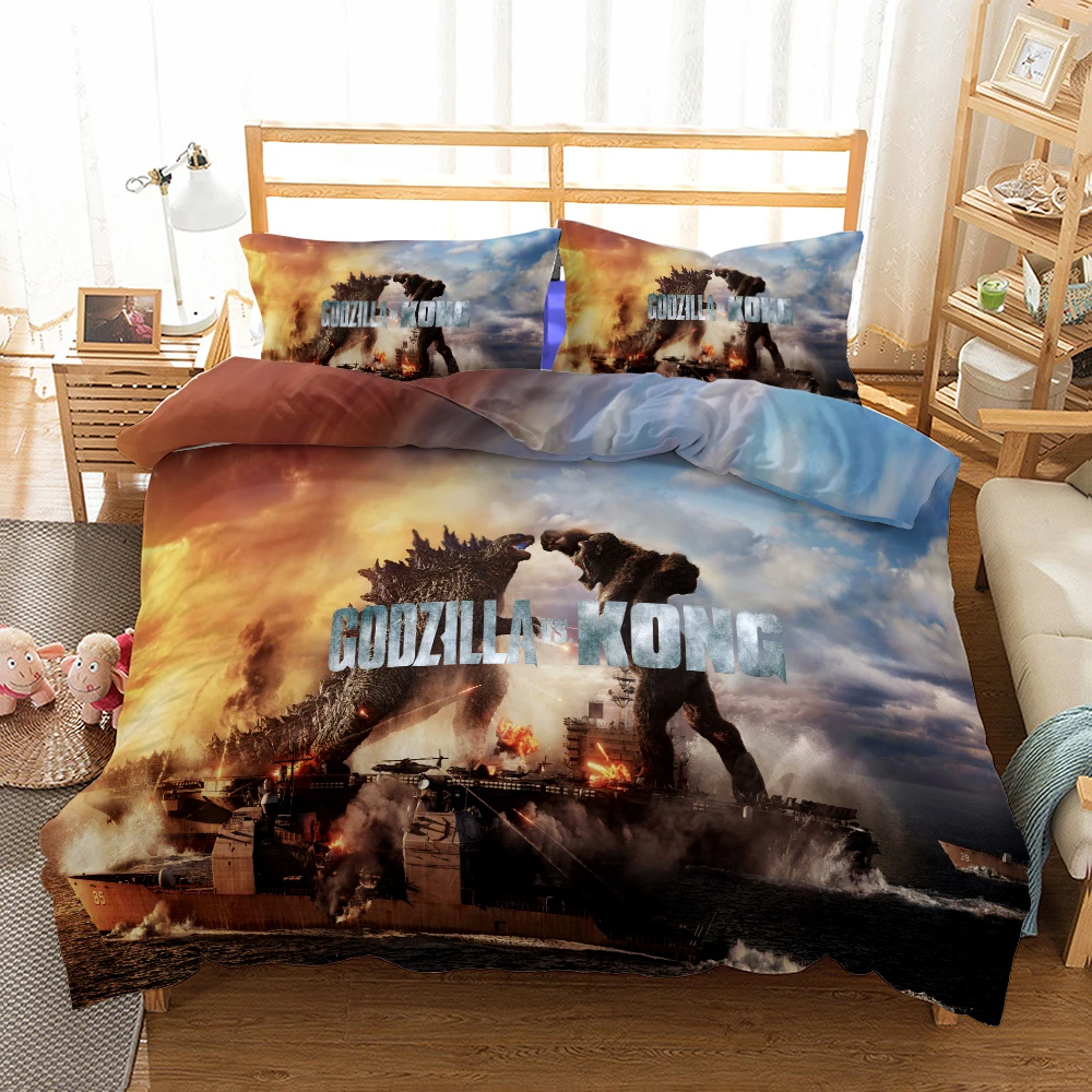 

Godzilla Vs King Kong Movie Cartoon Print Bedding Set 3D Printing Duvet Twin Full Queen King Bedclothes Bed Linen