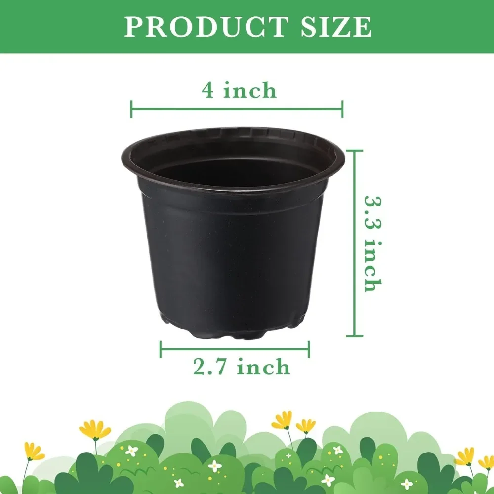 4 Inch Plastic Plants Nursery Pots Seed Starting Pots Seedling Plant Pots with Drainage Holes Plastic Planters 1500 Pcs