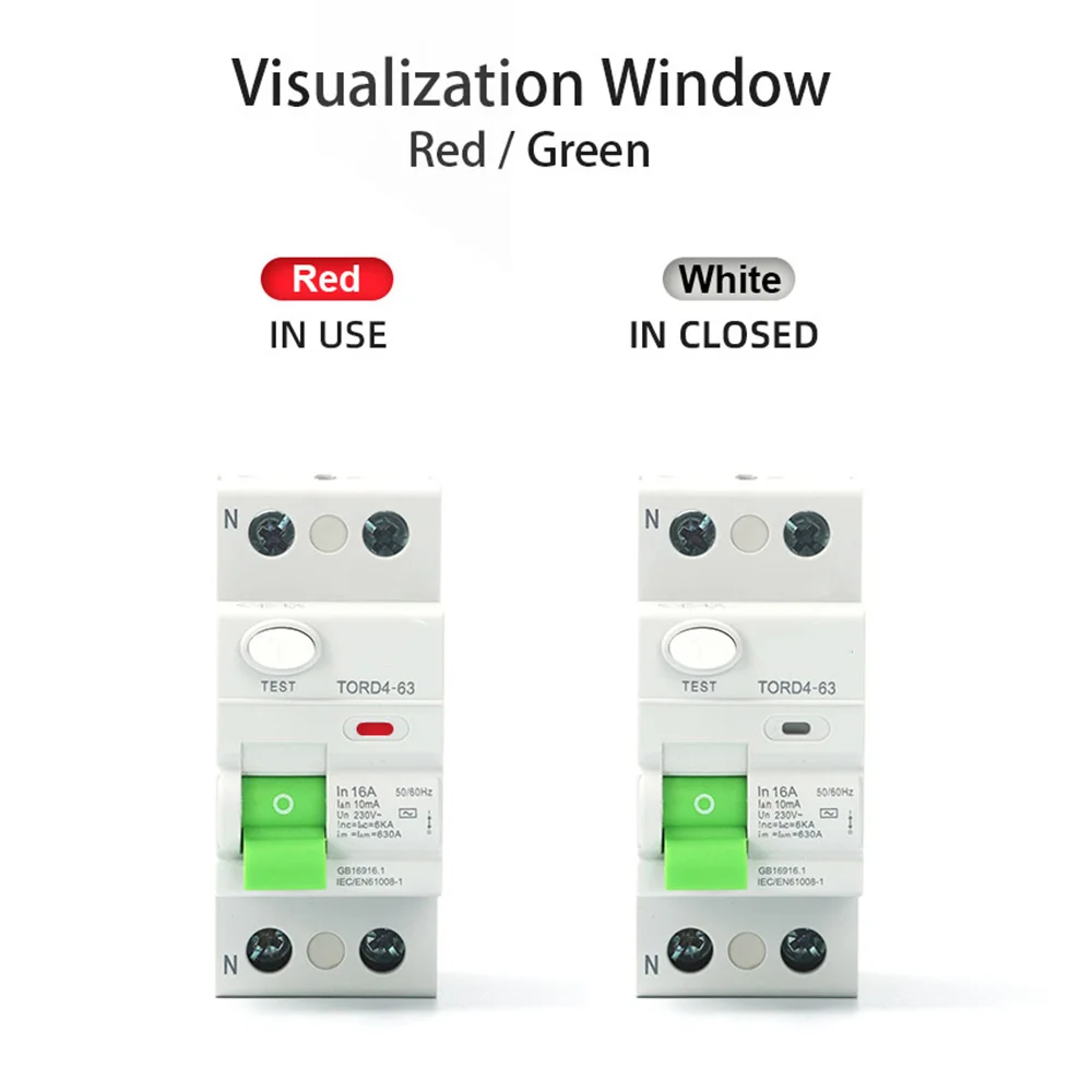 التيار المتناوب 2P 6KA RCCB RCD 230 فولت قطاع دارة التيار المتبقي قواطع تفاضلية مفتاح أمان TORD4-63 2P 16A 10MA