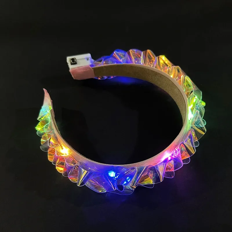 Women Girls Light Up Headband Flash Glowing Hair Bands Luminous Laser Hair Hoop for Party Accessories Colorful Children Headwear