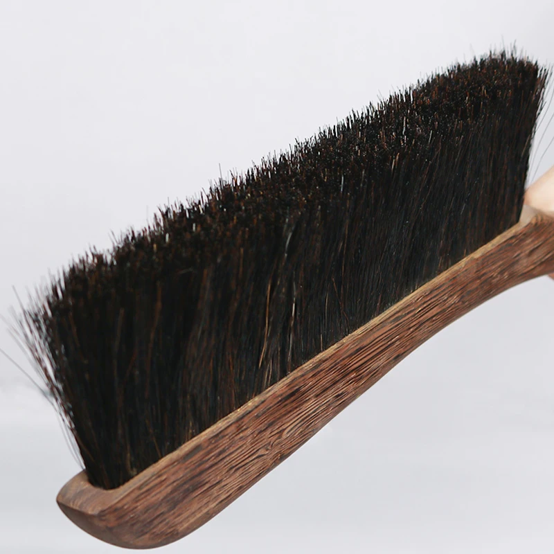 Wooden Cleaning Brush Horse Hair  Long Handle Duster Dust Brush Hand Broom Soft and Anti-static Furniture Car Interior Cleaning