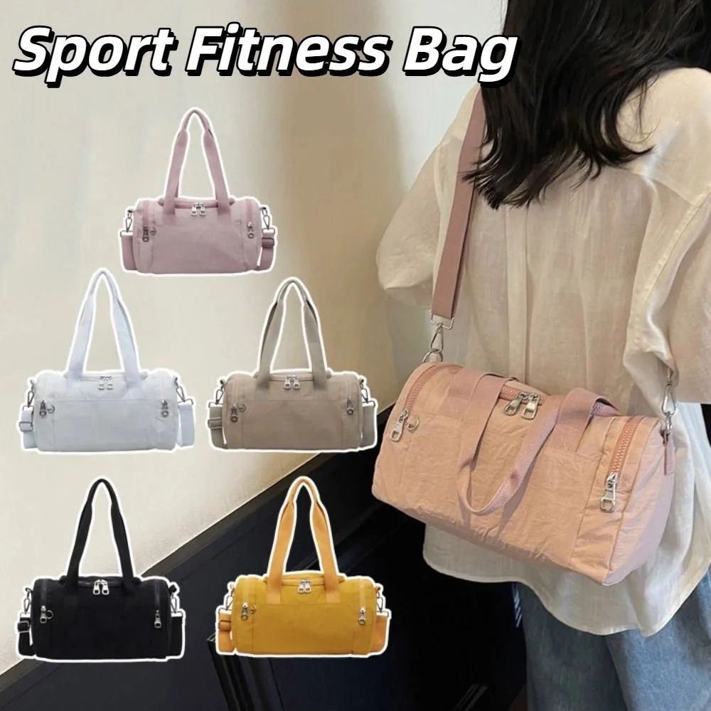 

Nylon Travel Duffel Bag Portable Crossbody Women's Fitness Handbag Multi Pocket Wet Dry Separation Shoulder Bag