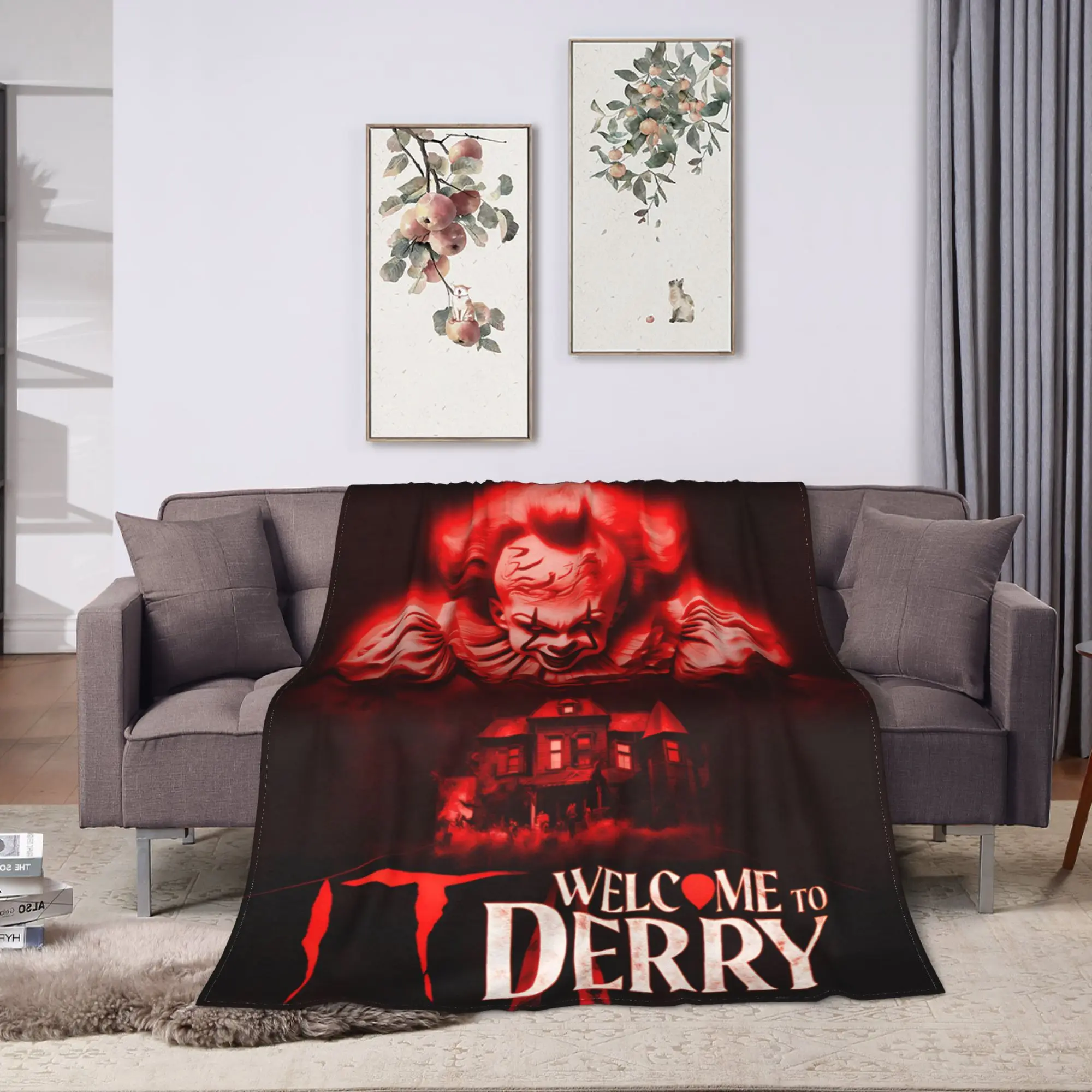 IT Welcome To The Derry 2025 Warm Soft Blanket  Picnic Plush Throw Blanket Pattern Living Room Flannel Bedspread Sofa Bed Cover