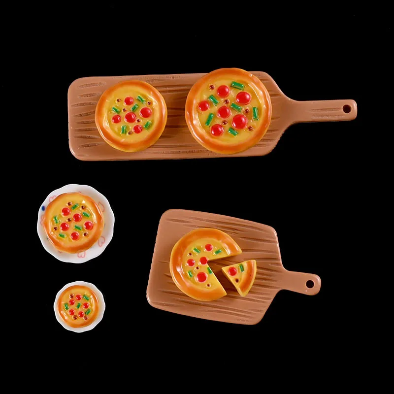 5pcs Mini Pizza Food Pizza Model Handmade DIY Fridge Sticker Dollhouse Resin Miniature Food Doll Accessories