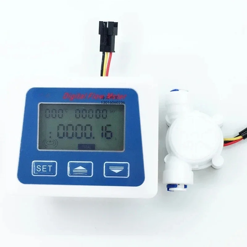 Digital Water Flow Meter with 2/3-Point PE Pipe Sensor, Intelligent Flow and Temperature Monitor  Water Purifier and RO System