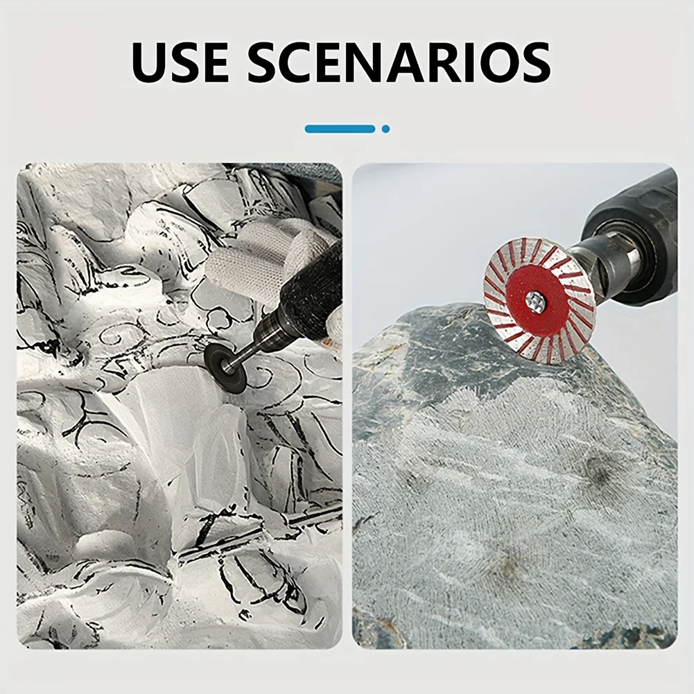 40mmダイヤモンドカッティングディスク、花崗岩大理石セラミックタイル用ターボミニ彫刻ソーブレード、6mmシャンク付き石材彫刻ツール