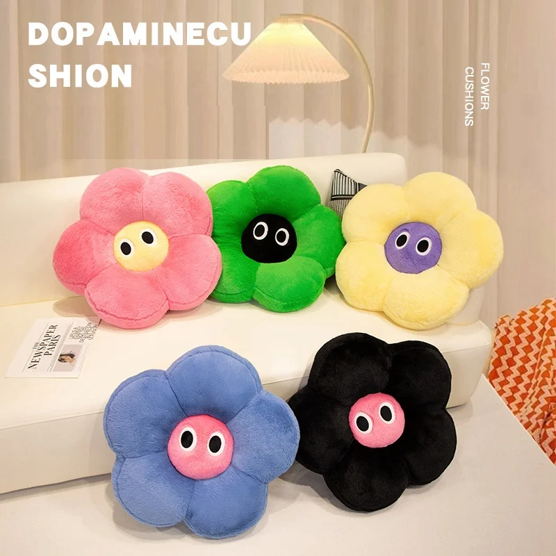 Almohada de girasol, cojín suave de Color dopamina con flores para sofá, relleno de ojos Bie, cara, dormitorio, suelo de flores, asiento para regalo de niña