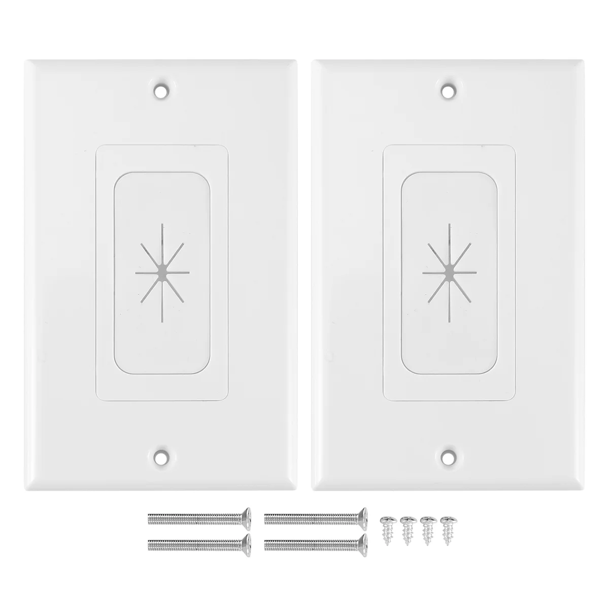 Y29A Hot 2 Pack Flexible Rubber Wall Grommet Insert with Decorator Wall Plate, 1-Gang Pass Through Plate for Low-Voltage Cables