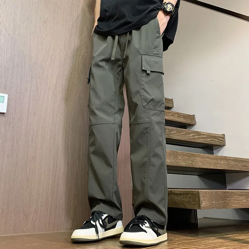 미국 패션 브랜드 남성용 봄 가을 2025 신상 루즈핏 스포츠 스트레이트 아웃도어 충전 바지 (캐주얼 워크웨어)