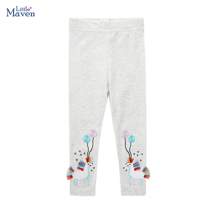 Little maven Korean Baby Girls Leggings Cotton Trousers Kids Clothes Cartoon Embroidery Unicorn Children's Clothing Pants