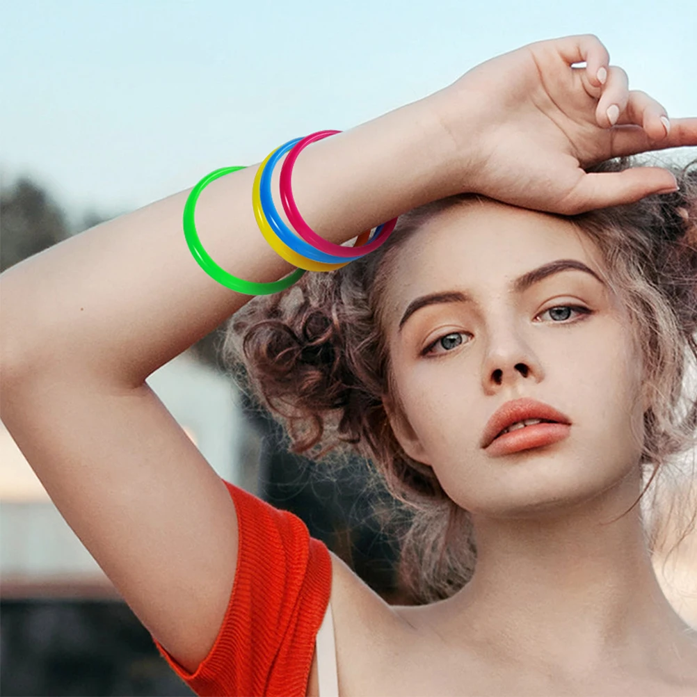 

24 Pcs Candy Colored Bracelet Bling Bracelets for Women Agility Rings Birthday Party Decorations Korean Fashion Fitness