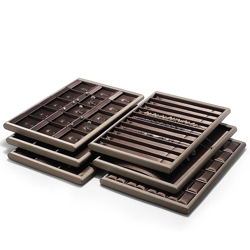 

Поднос для ювелирных изделий коричневого цвета, органайзер для колец, ожерелье, подвеска, подставка для браслета, держатель для дисплея, лоток для хранения бусин