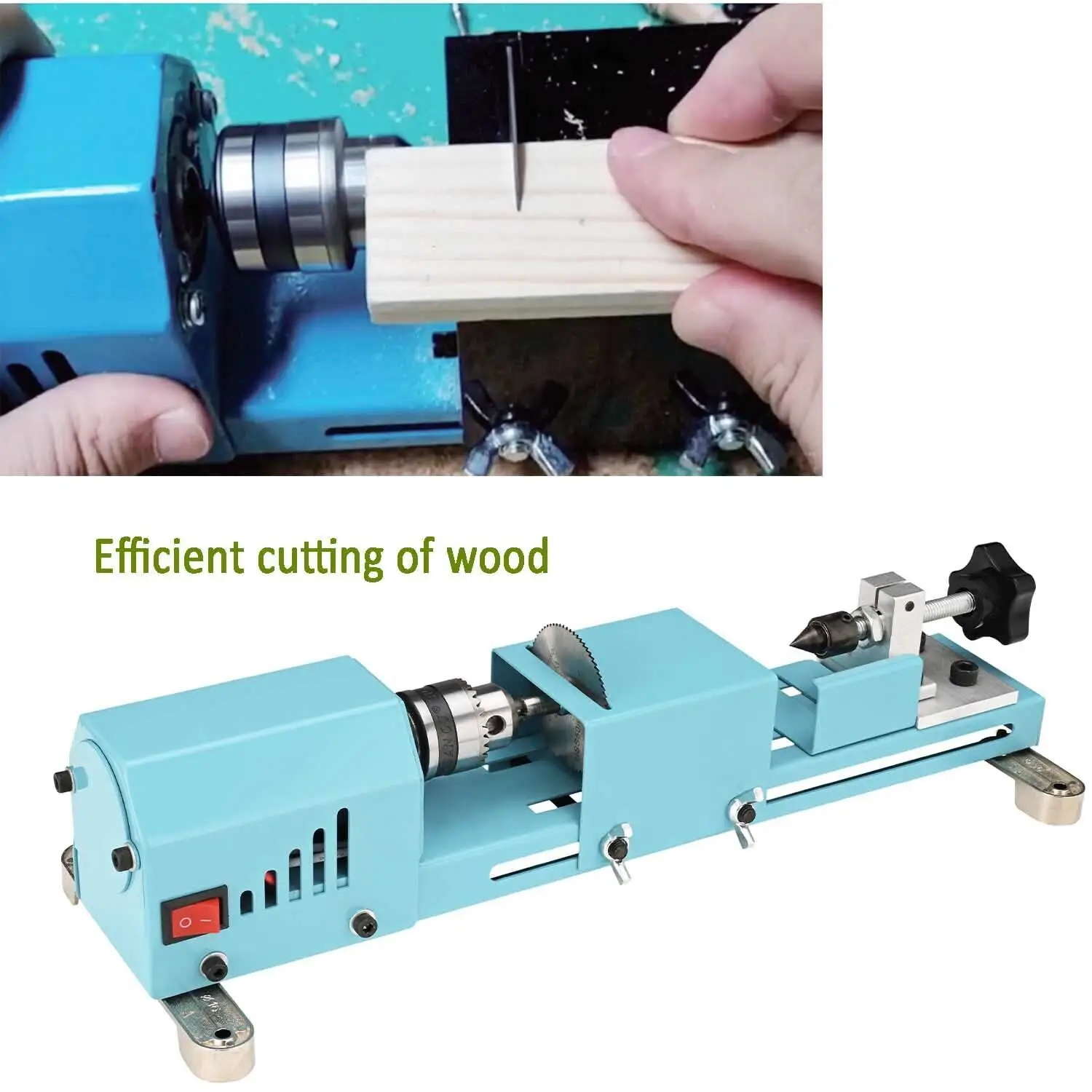 Mini Wood Lathe Machine, Speed Grinding, Polishing, DIY Woodworking Tool, 150W