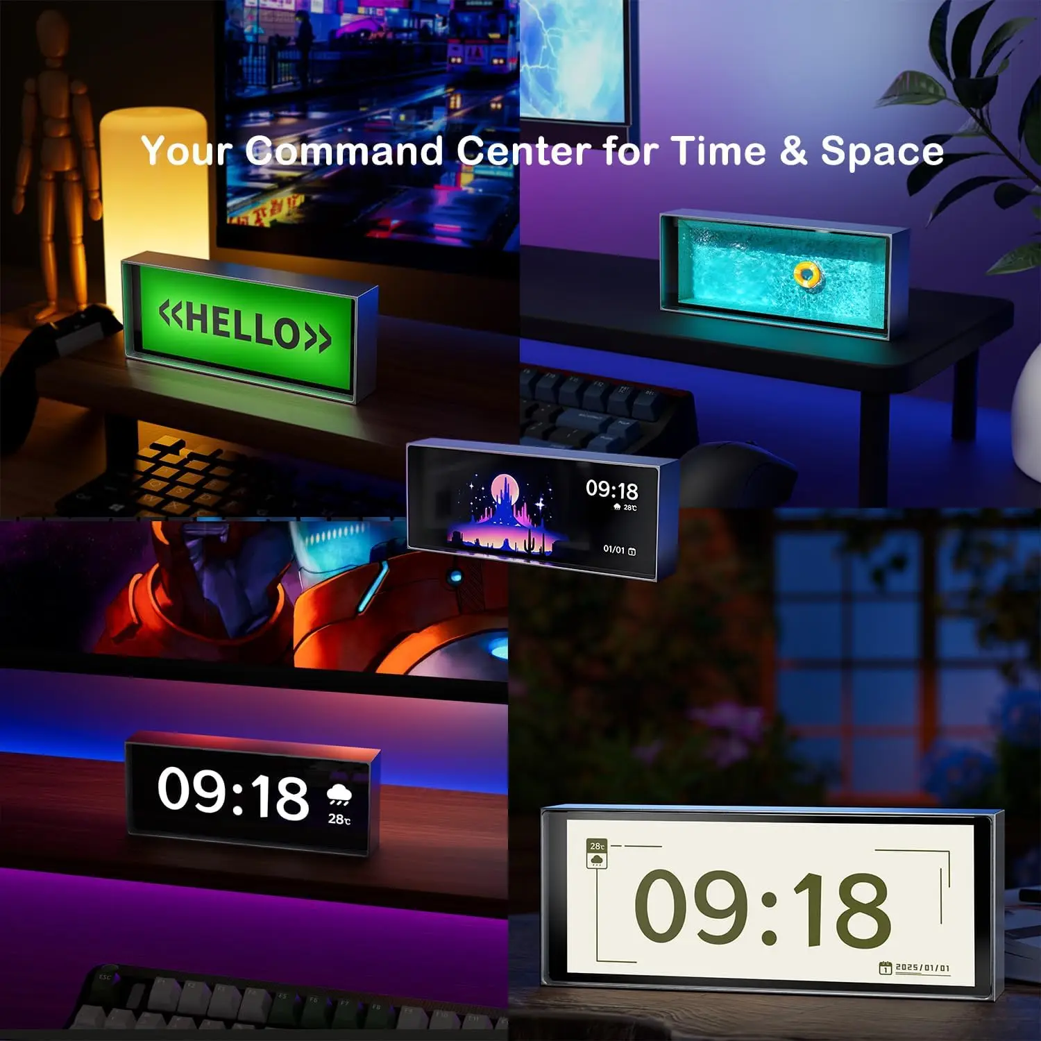 RGB Quantum Clock LED Night Light Smart IPS APP Control Color Dispaly Screen DIY Gaming Desktop Lamp For Home Decoration Gift