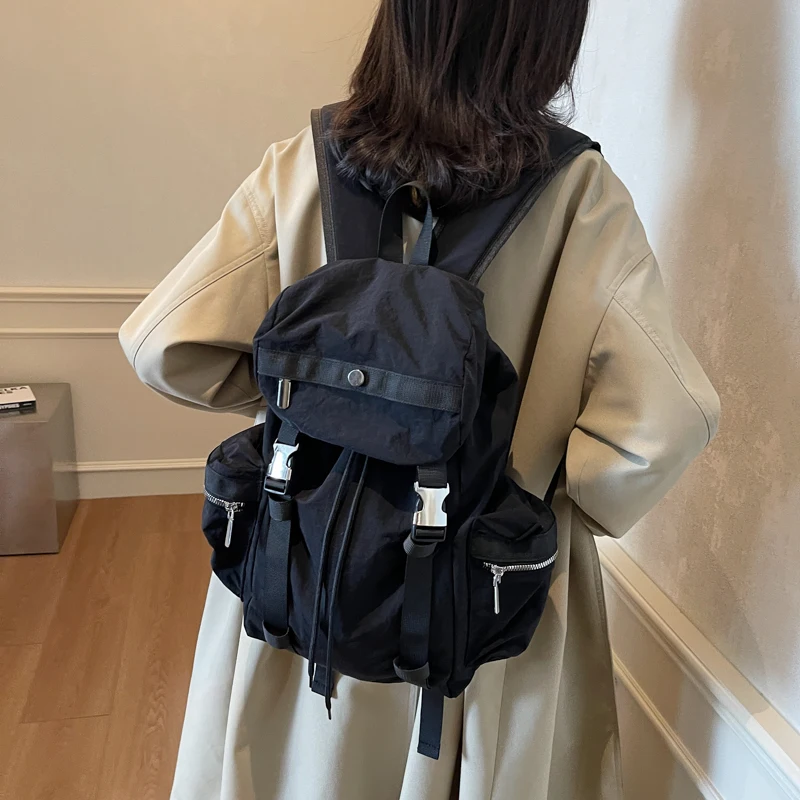 Casual Backpack Women Large Capacity Fashion Junior High School Student Pleat Schoolbag Travel Backpack рюкзак женский тканевый