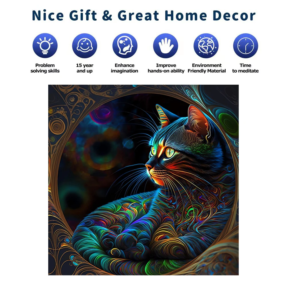 Katzen-Holzpuzzles für Erwachsene, einzigartige geformte Teile, perfektes Geschenk mit Paket, lustige Familienspiele, Heimdekoration