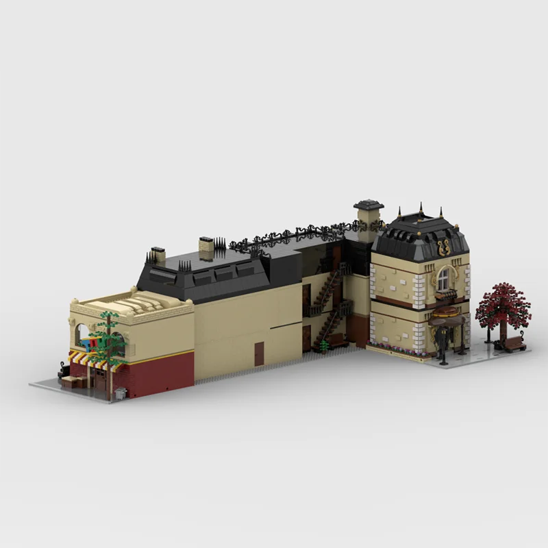 13358PCS Zestaw niestandardowych klocków MOC: Modułowa stara ulica - nostalgiczna miejska przygoda