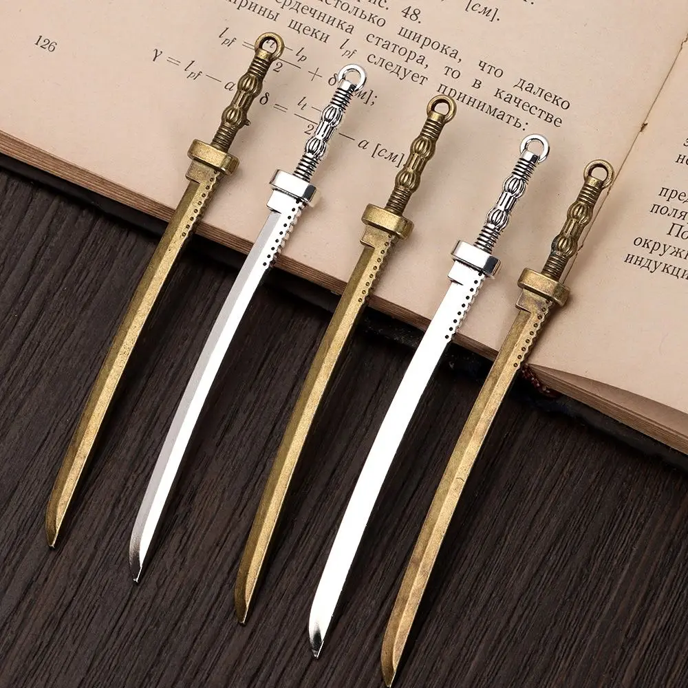 5Pcs Accessory Supplies Craft Silver Swords Knife Bookmark Antique Swords Knife Bookmark Jewelry Making Charms