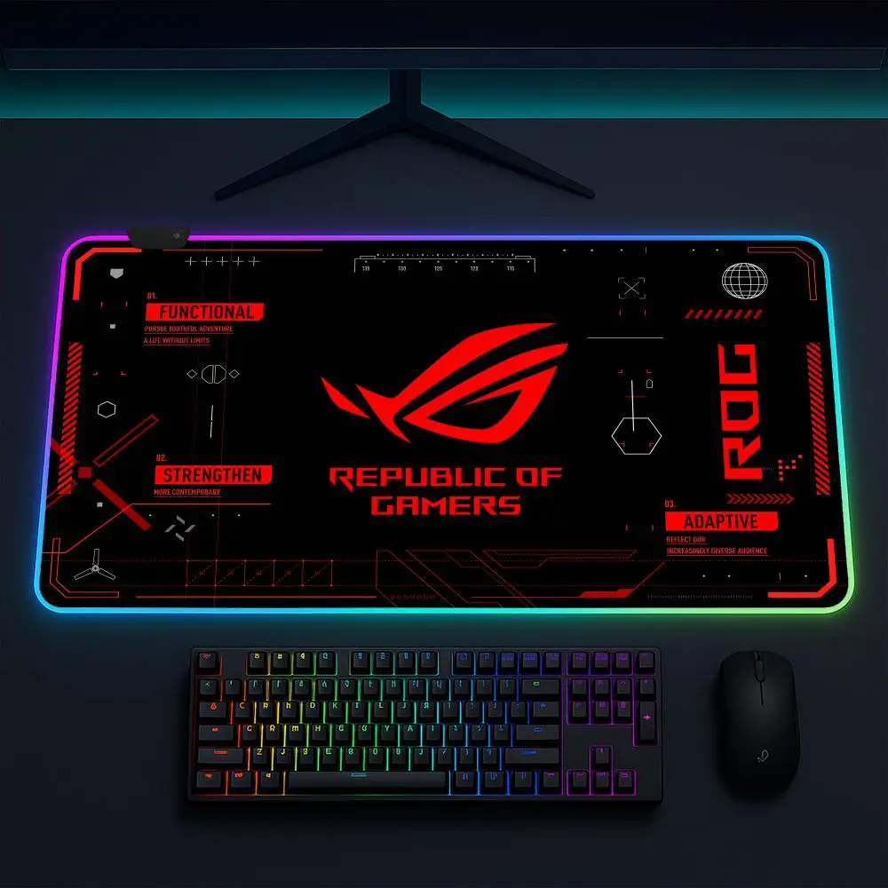 

ROG Mouse Pad Anime Gaming Mouse Pad LED Table Pads Backlit Rubber Desktop XXL RGB Desk Mats