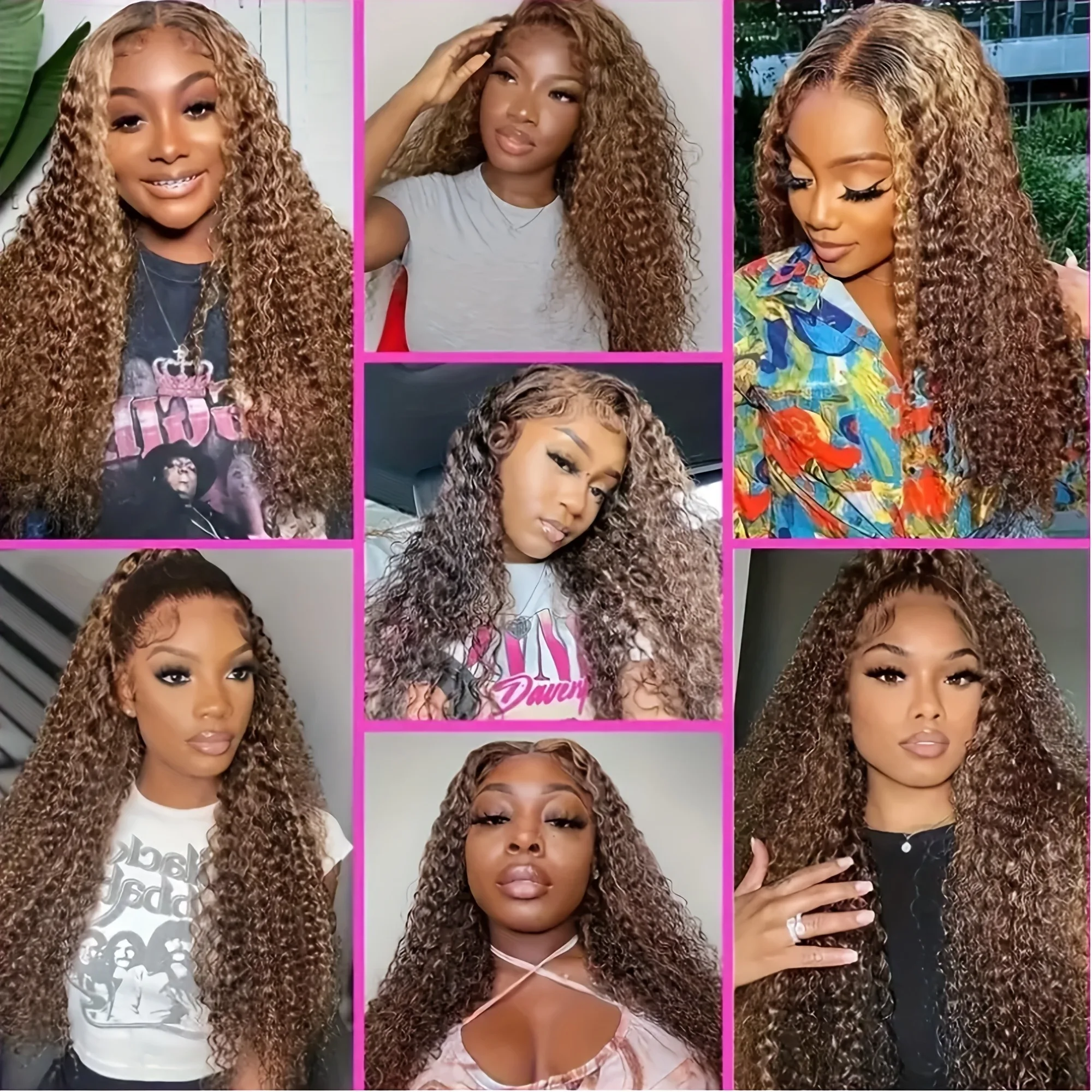 تسليط الضوء على ارتداء الأشقر والذهاب شعر مستعار بوب مجعد بدون صمغ شعر بشري تم قطعه مسبقًا، 4/27 موجة مائية بدون شعر مستعار غراء #6