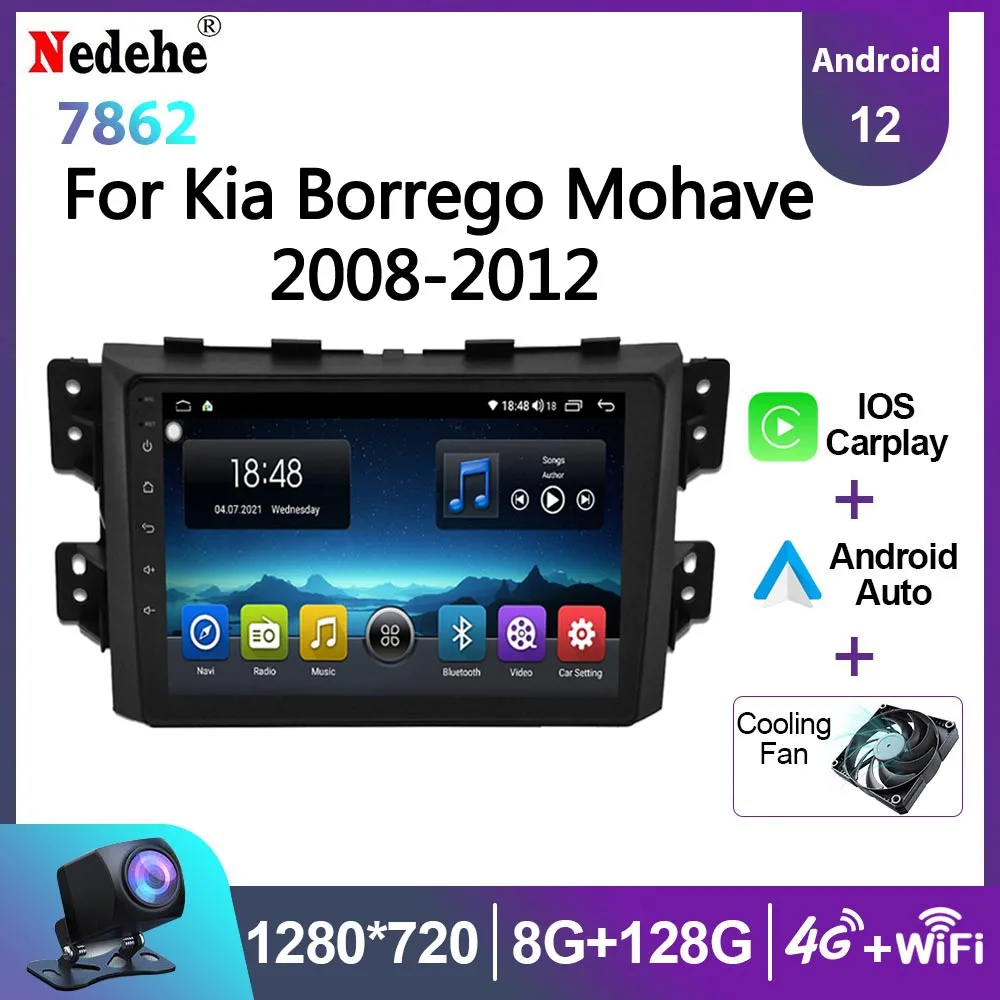 Car Radio Android 12 Auto All in one Stereo 2 Din For Kia Borrego Mohave 2008-2012 Multimedia Player Carplay GPS Navigation Wifi