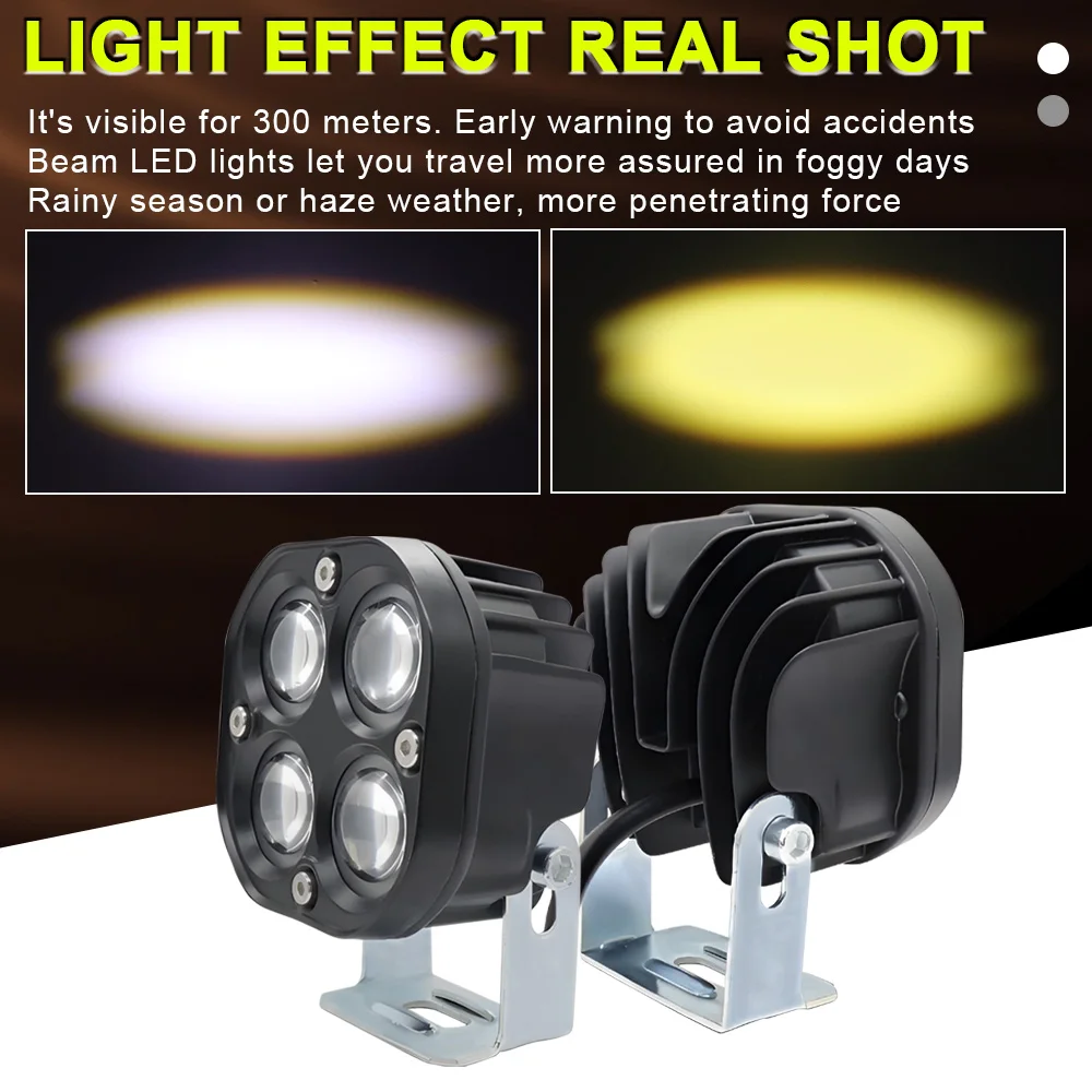 4D 3-дюймовый ходовой фонарь для мотоцикла, янтарный противотуманный фонарь дальнего света, квадратный прожектор 12 В 24 В, светодиодный рабочий фонарь для 4x4 Offroad Tracto