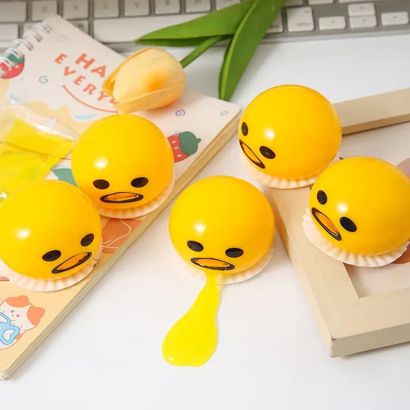 

New funny Squeeze toys Puking Egg Yolk Stress Ball With Yellow Goop Relieve Stress Toy kids creative stress relief toy gift