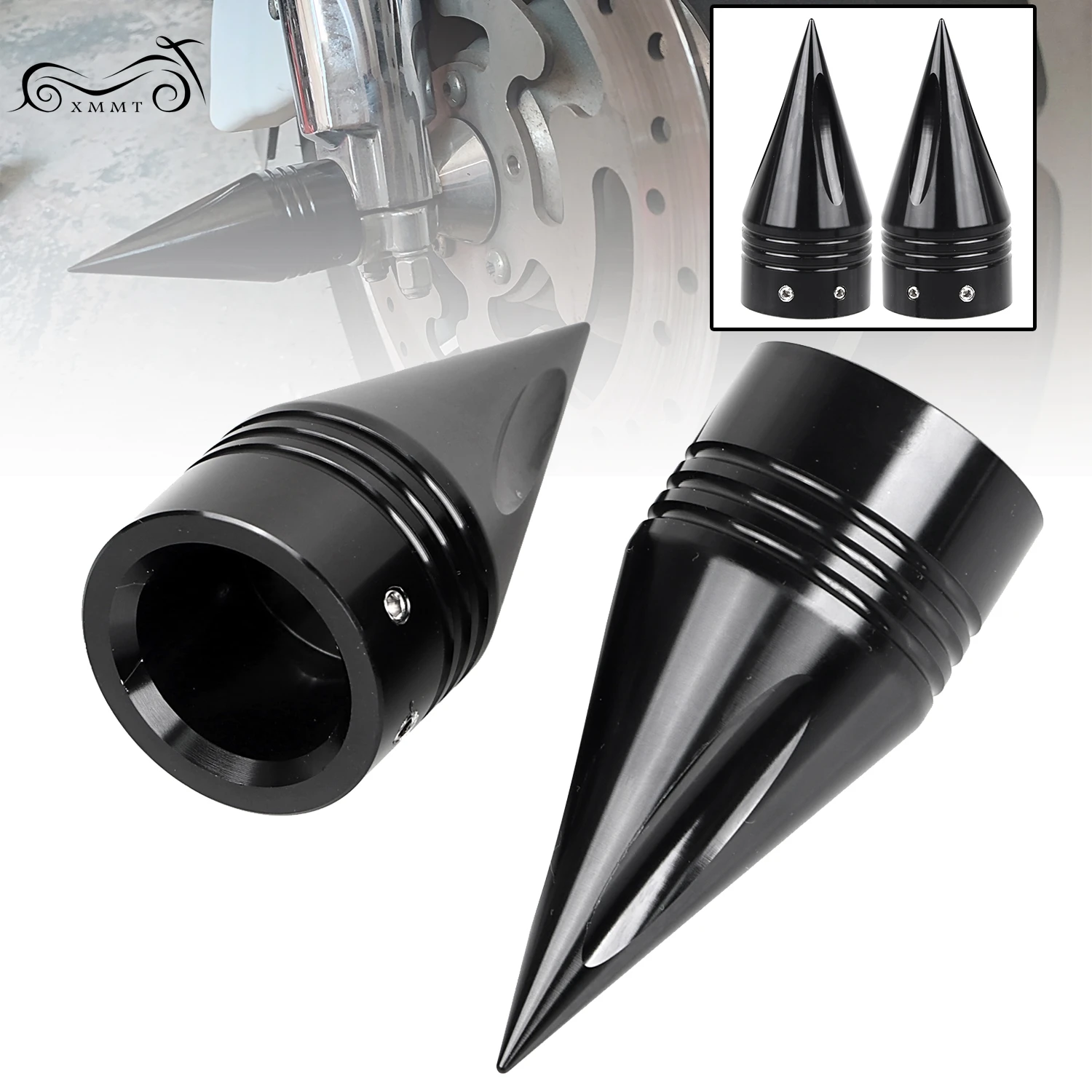 Black Spike CNC Front Axle Nut Cover Bolt Kit For Harley Touring Electra Road Glides Dyna Heritage Softail Tri Glide Iron 883