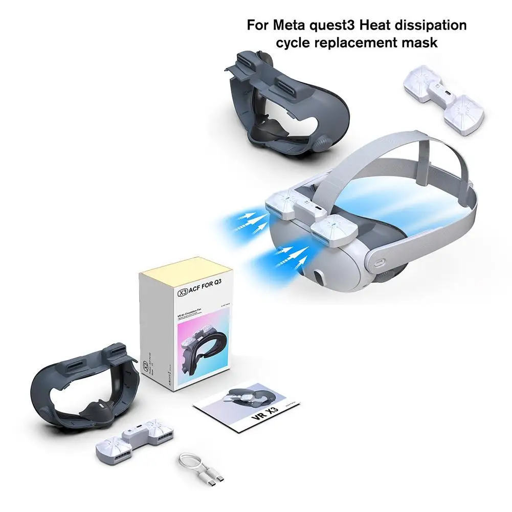 For Meta Quest 3 Air Circulation Face Cover VR Headset With Cooling Fan Replacement Facial Interface Mask For Quest3 Accessories