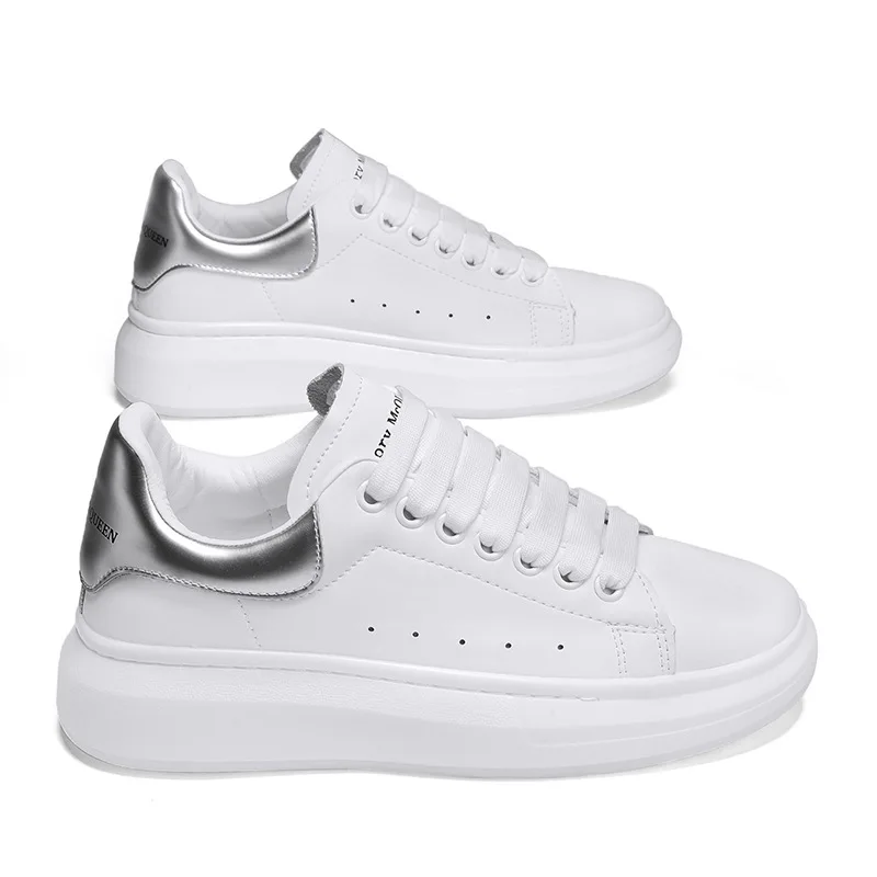 

Men's Genuine Leather Athletic Casual Shoes Height-Enhancing Breathable Comfortable Sneakers Stylish Couples' Footwear