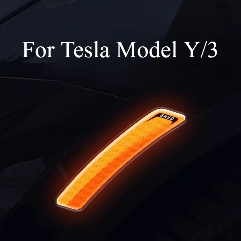 

Светоотражающие полосы для колесных арок Tesla Model Y/3, наклейки на передний бампер, светящиеся ночные предупреждающие знаки для кузова автомобиля