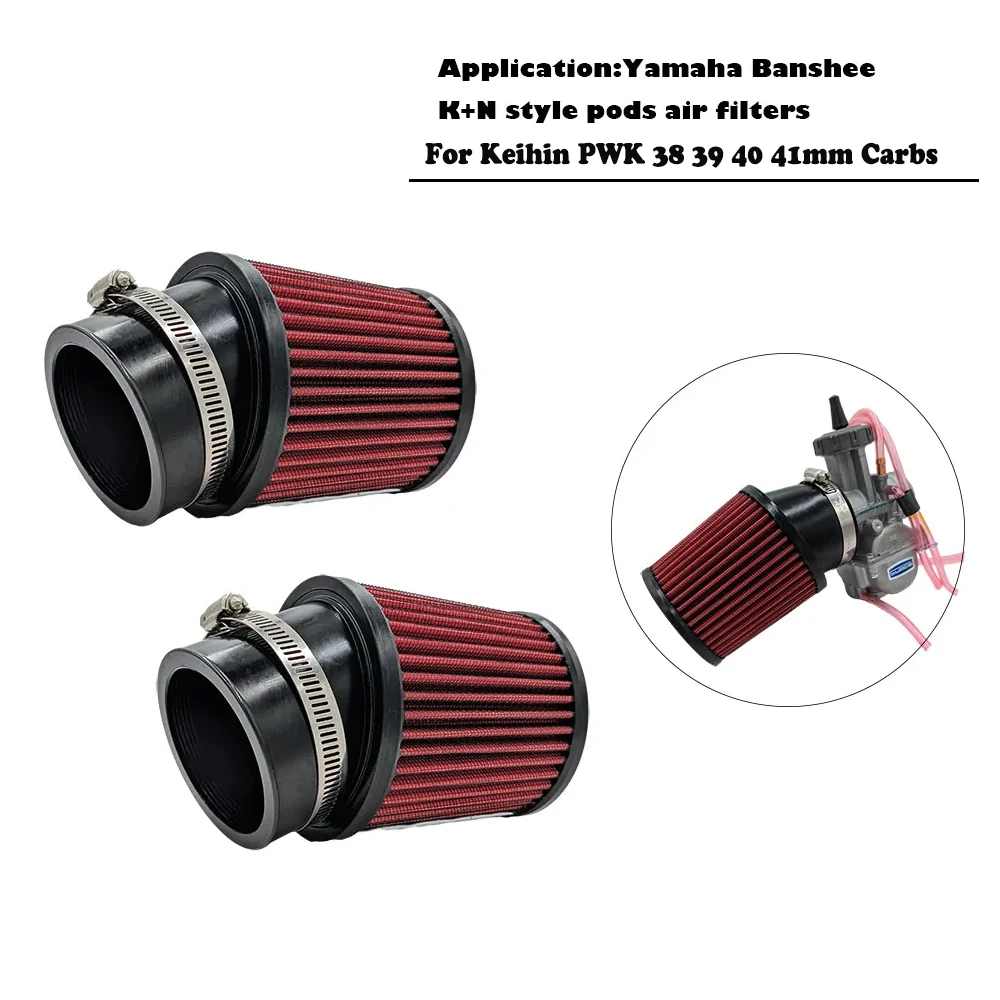 Air Filter For Keihin PWK 38mm 39mm 40mm 41mm For Yamaha Banshee 350 YFZ350 Filtro De Aire Moto 2Pcs K+N Style Pods Filtro Aria