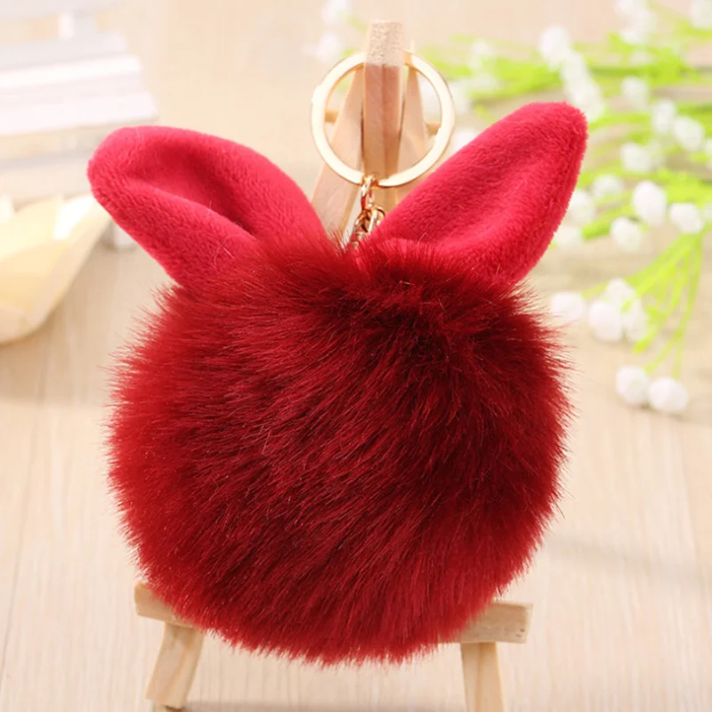 1 PCS Korean Version Super Cute Rabbit Ear Fur Ball Pendant Bag Key Accessories Oversized Imitation Rabbit Fur Ball Pendant