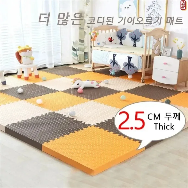 2.5CM Thick Solid Color Baby Game Mat Carpet with Puzzle Pieces for Children\'s Room, Play Areas and Gym Baby Playmat Rug Nonslip