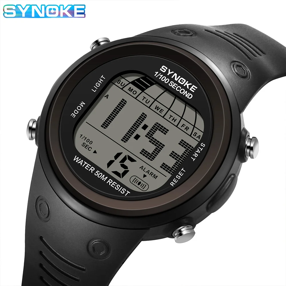 

Men's Digital Sports Watch 50M Waterproof SYNOKE Brand Rubber Case Strap Military Watch with LED Back light Watch for Men