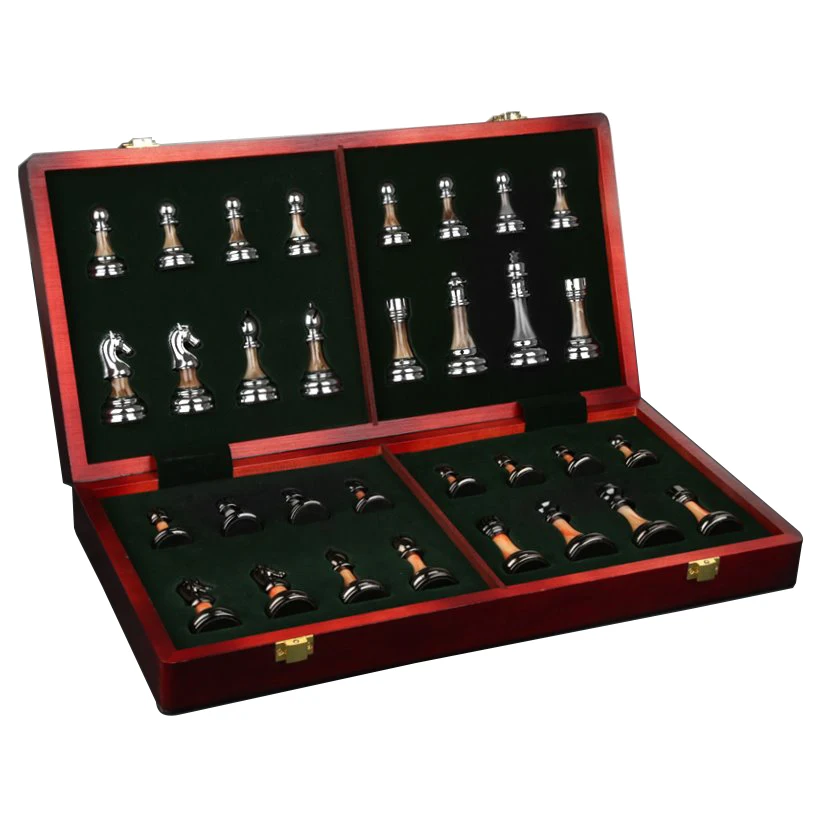 Luxury Magnetic Wooden Chess Sets Pure Copper Pieces Set Foldable Wooden Chess Set Board Handmade Portable