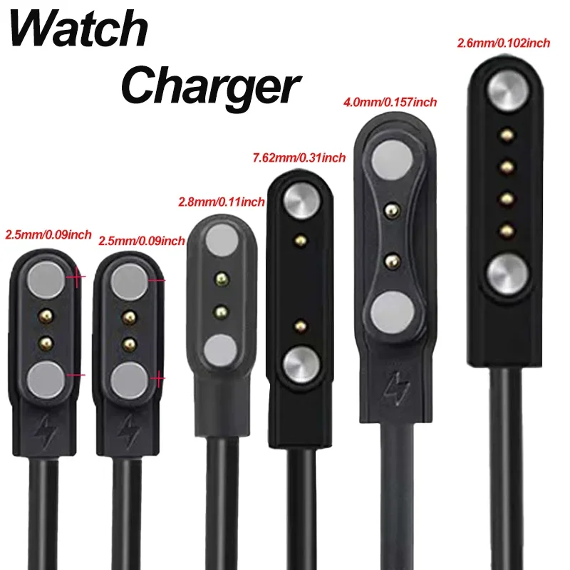 Charging Cable for Magnetic Smartwatches Featuring a 2-Pin/4Pin USB Connector, with a Secure Magnetic Connection