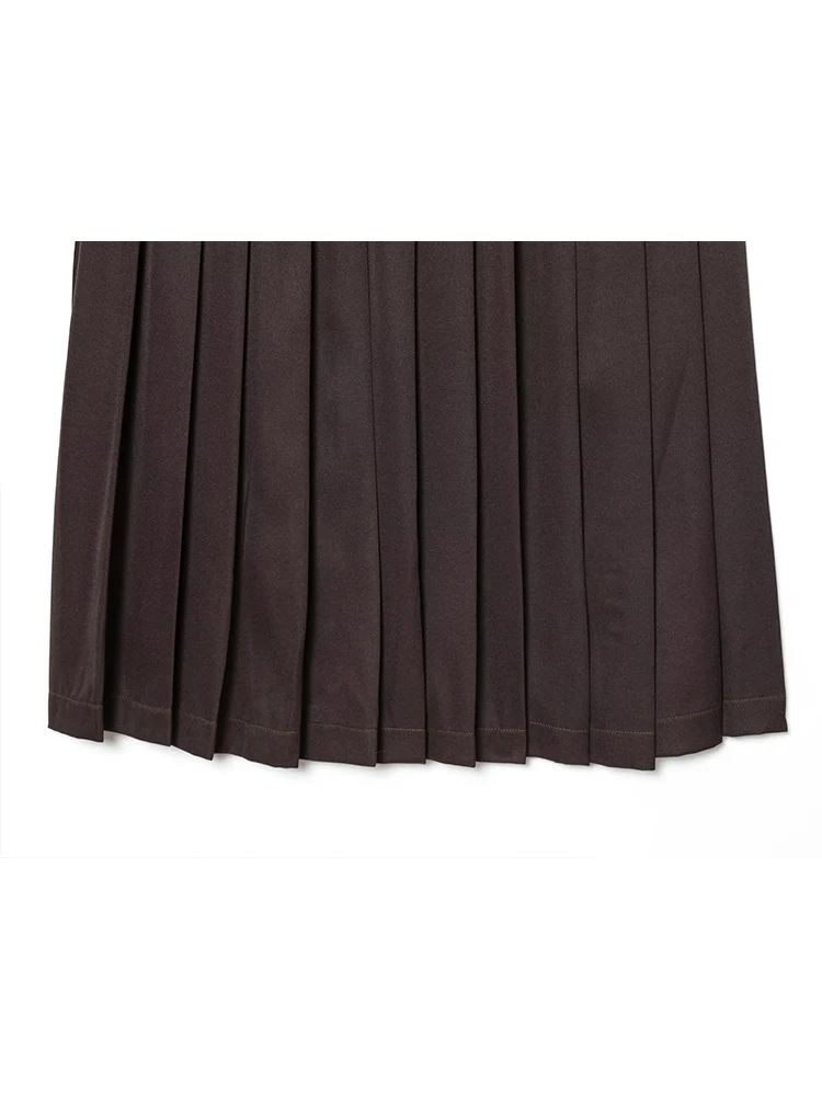 겨울 신상 여성 빈티지 롱 스커트 솔리드 엘레강트 편안한 레저 미디 드레스 여성 패션 A라인 지퍼 플리츠 스커트