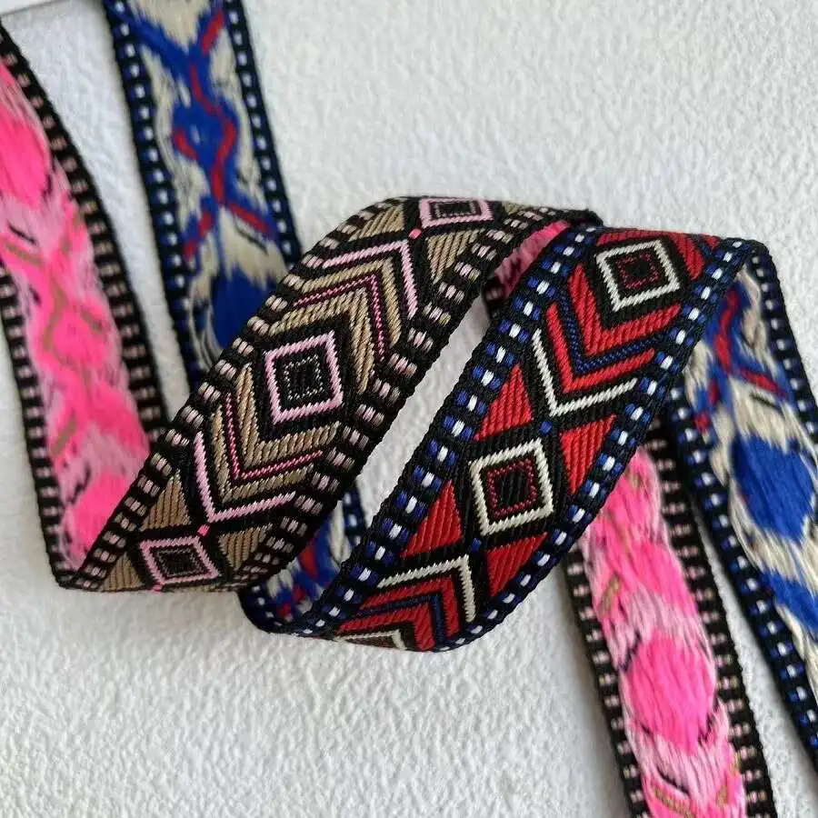 Ribbons Sewing 1Yards Wrapping 25MM  Geometric DIY Apparel Styles Trim Woven Accessories Jacquard Embroidered