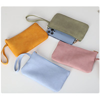 PU Small Coin Purse Simple Zipper Storage Pouch Money Pocket Solid Color Coin Key Bag Women Men Handbags Wallet Glasses Bags
