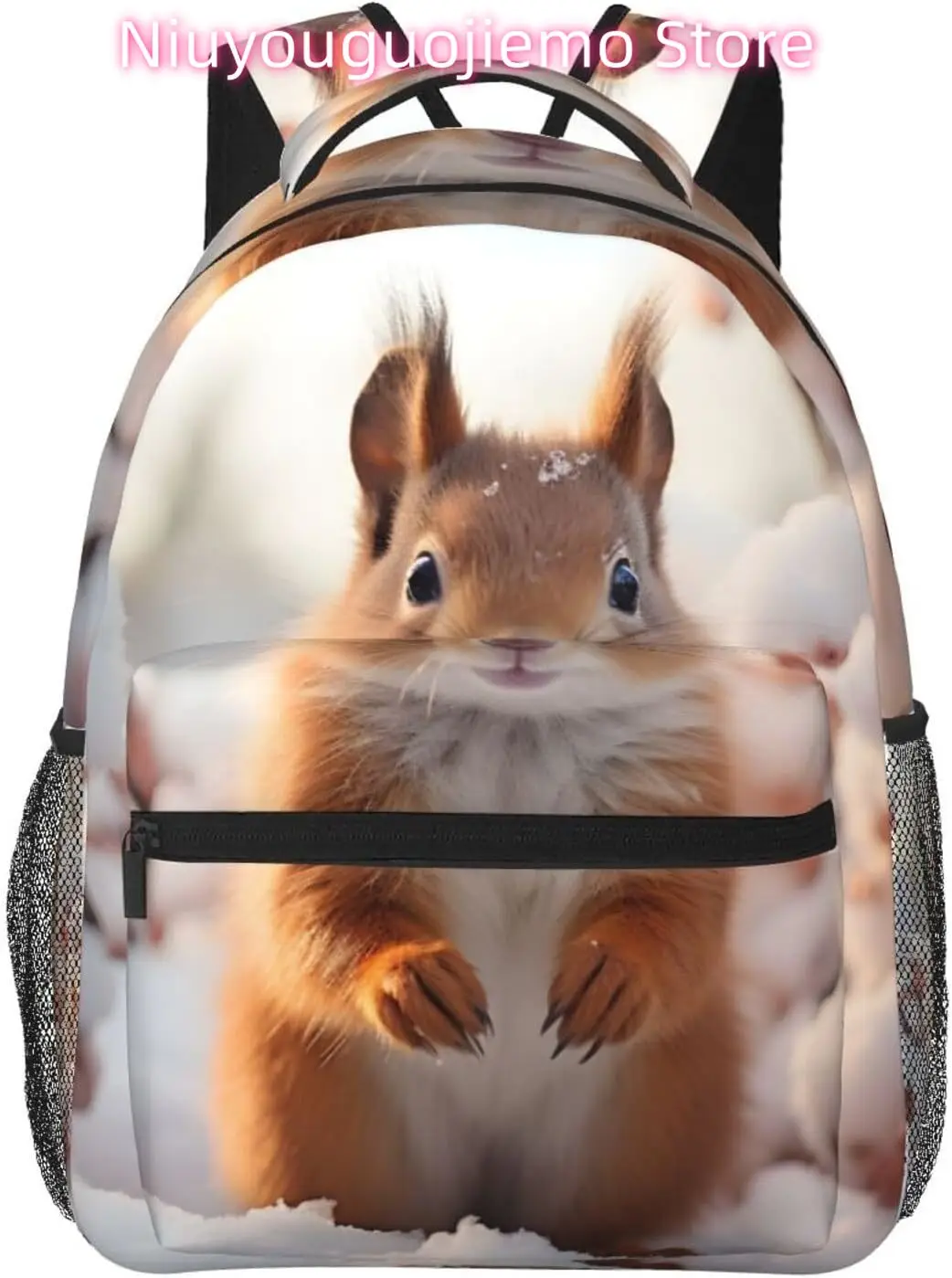 

laptop bag back to school Winter Flower Squirrel Lightweight Laptop Backpack Lightweight Multipurpose Travel Casual Daypack Unis