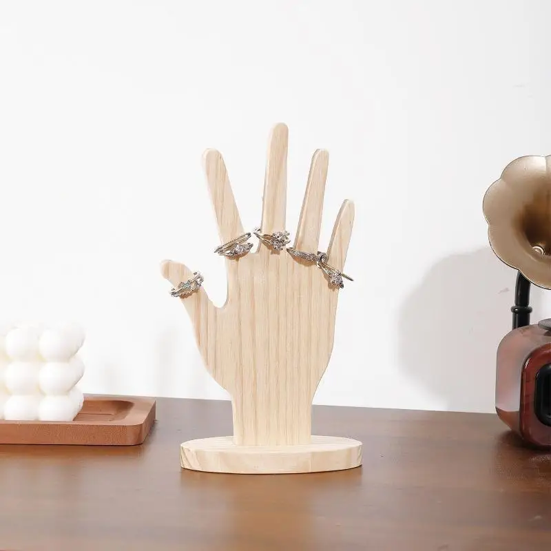 Modern Minimalist Wooden Jewelry Display Rack Multifunctional Bracelet Ring Earring Holder for Vanity Use