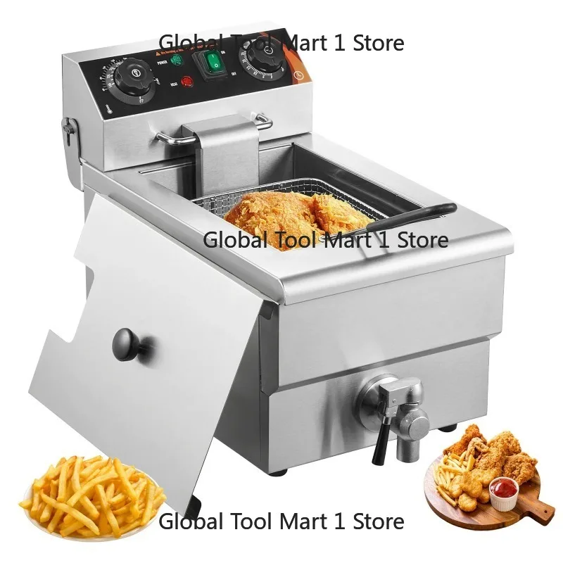 SucceB- Commercial Deep Fryer Electric Countertop Fryer with Basket 10L Stainless Steel Single Oil Fryer w/Time&Temp Control