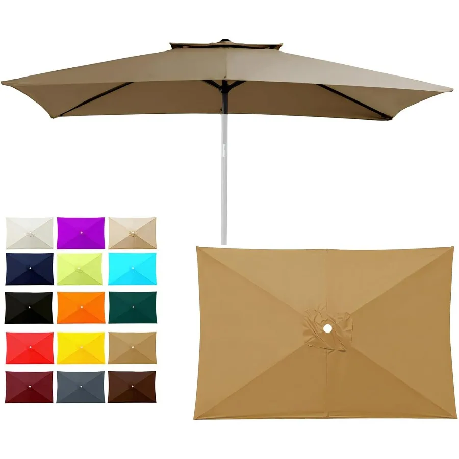 

Сменный навес для уличного зонта для патио, 6 ребер, 6,5X10 футов, прямоугольный сменный навес для зонтов для патио для Market Table Para