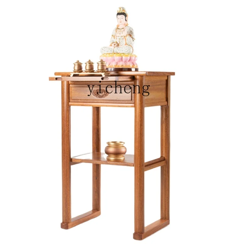 

Tqh Buddha Niche Altar Buddha Shrine Household New Chinese Style Altar Living Room Solid Wood Incense Burner Table