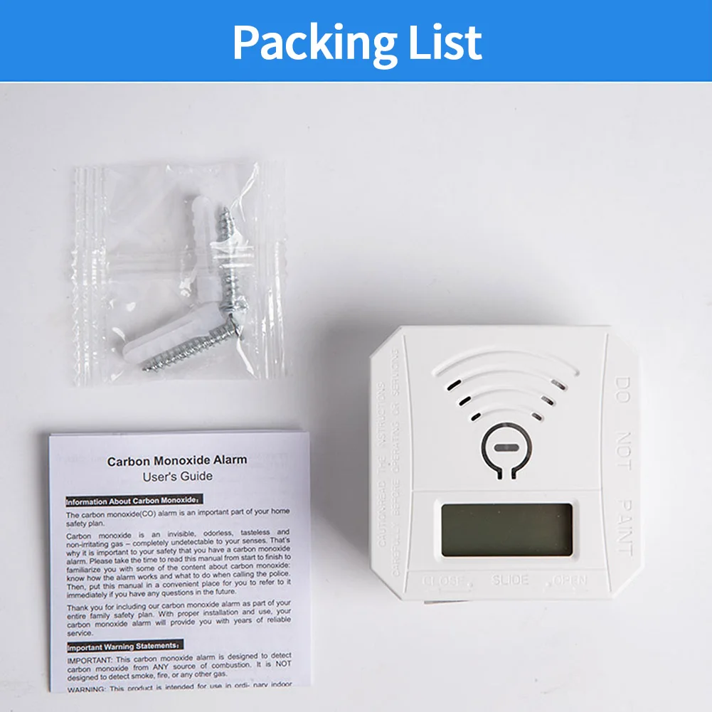 Monóxido De Carbono Detector Com Display Digital, Aviso Sensor De Alarme, Aviso De Som, Indicador LED, Detector De CO Portátil, Alimentado Por Bateria