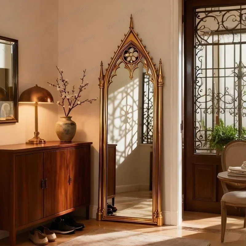 Medieval full body mirror floor mirror French retro European full-length mirror customization