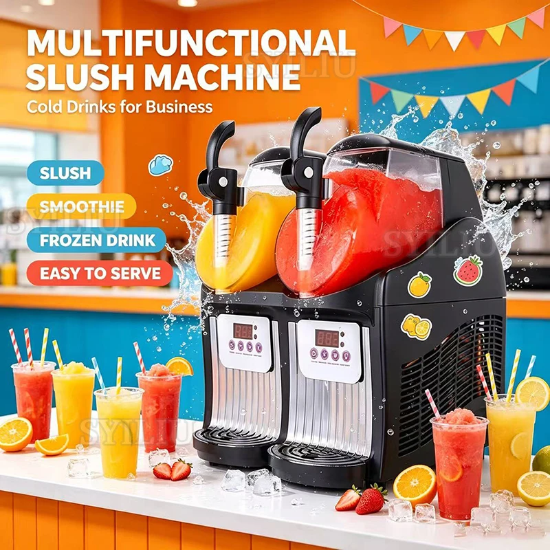 Slush Machine Double Slot Snow Melting Machine Snow Mud Ice Beverage Cold drink Machine Double Tank Slush Ice Cream Machine